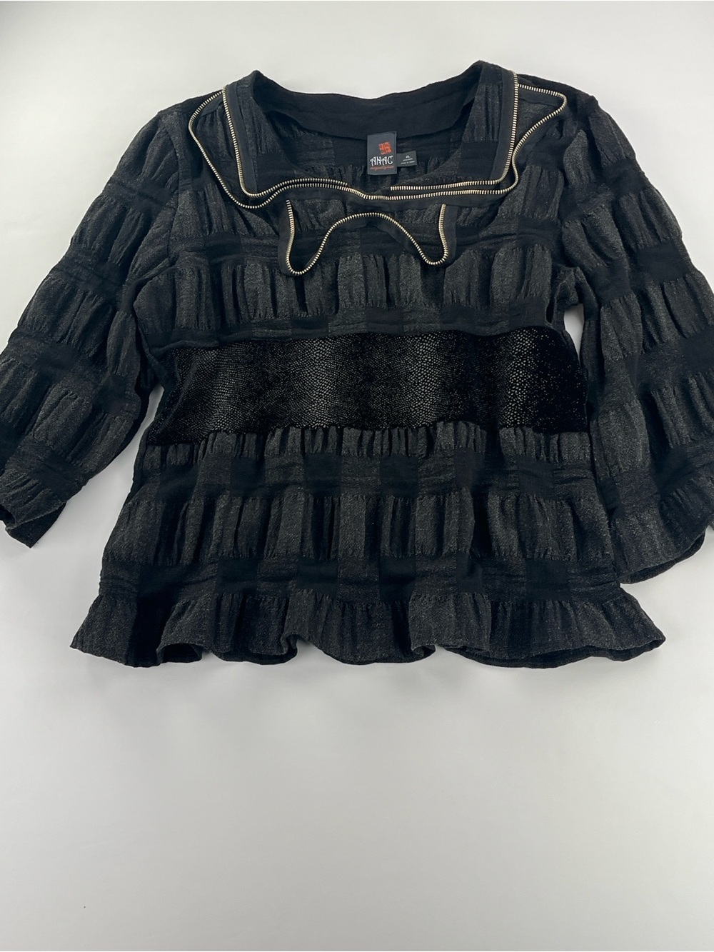 ANAC Designed by Kimi Black Tiered Art-to-Wear Boho Goth Statement Piece Sz XL